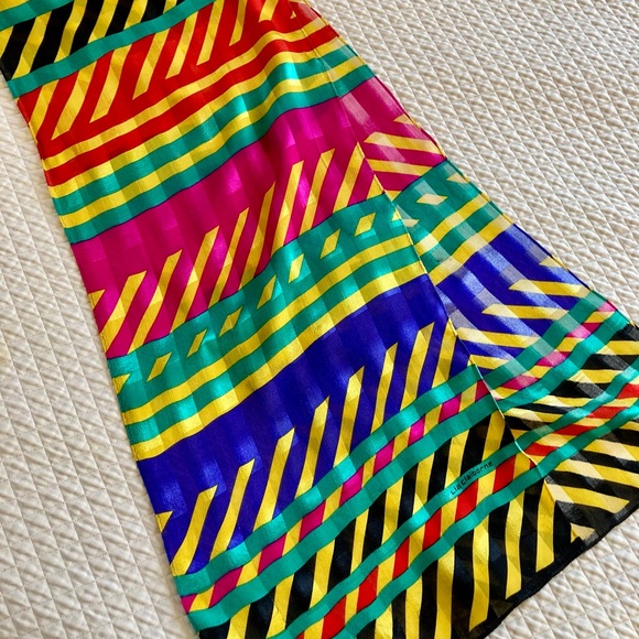 Liz Claiborne striped silk scarf. Multi coloured. - Picture 7 of 10